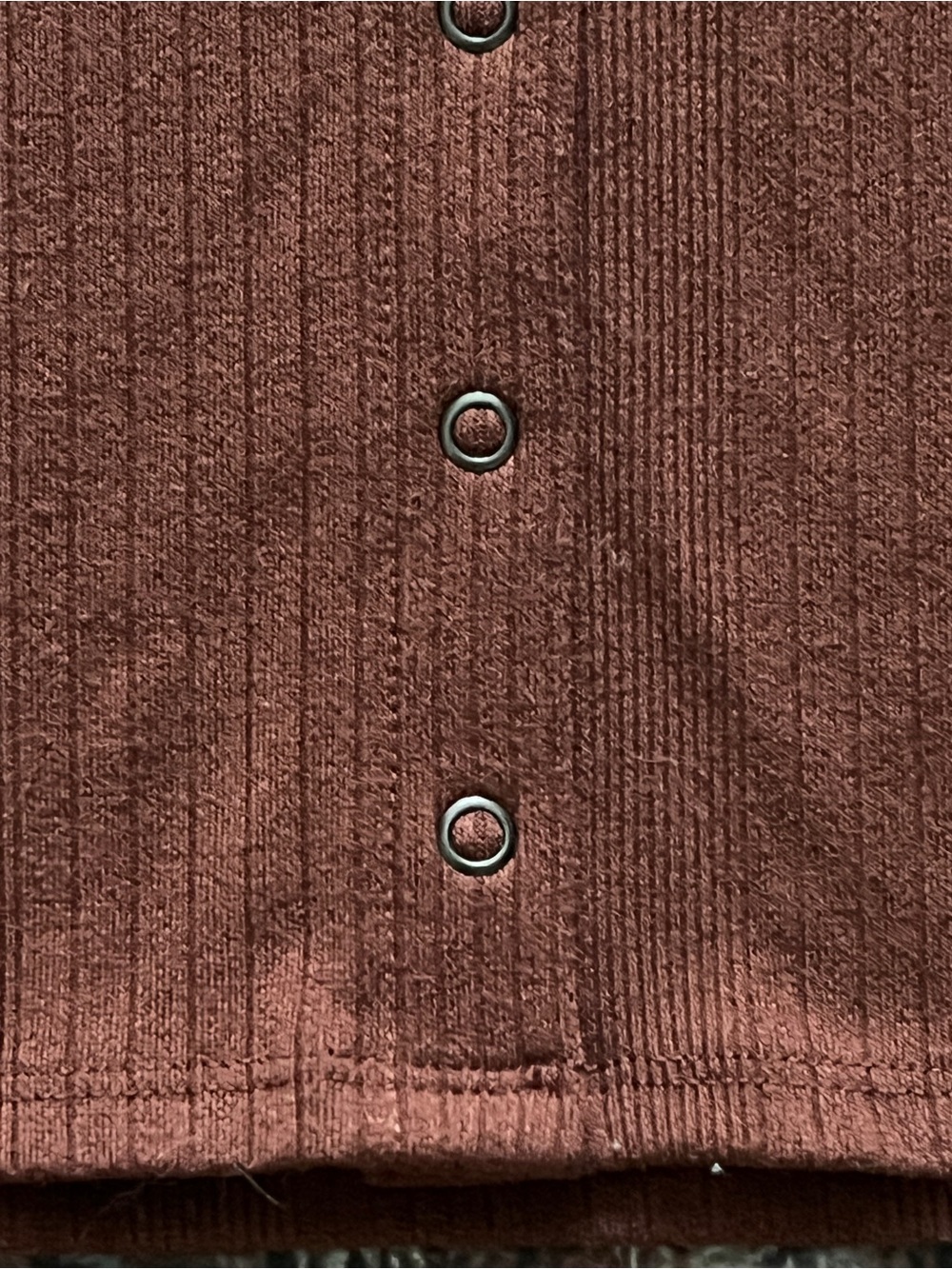 American Eagle Outfitters Rust Brown Ribbed Snap-Front Long Sleeve Top - Picture 4 of 7